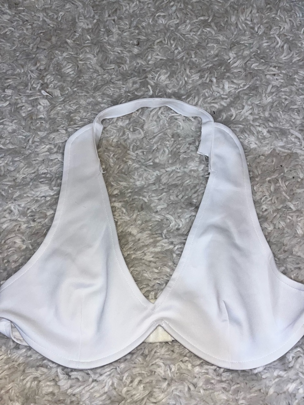 AKIRA White Plunge Halter Crop Top